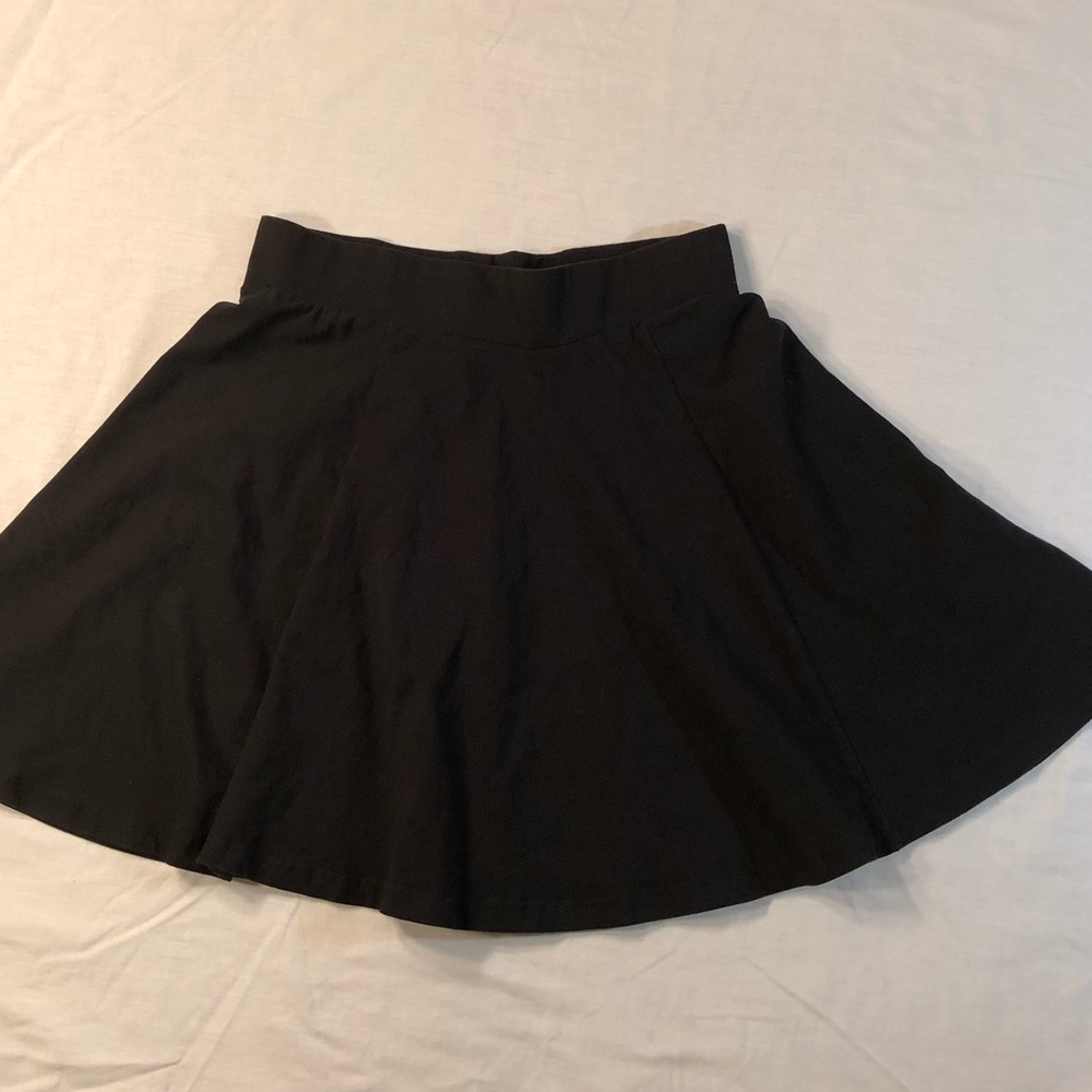 Black knit mini skater skirt